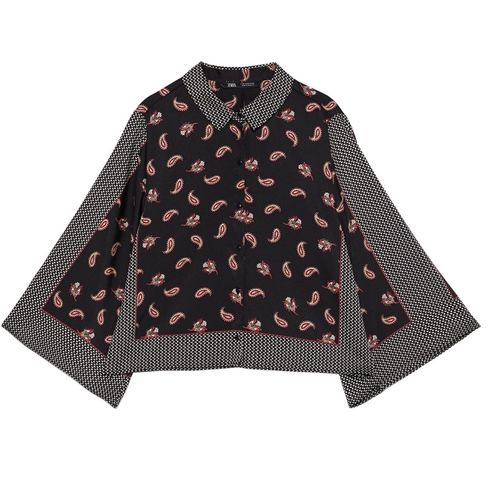 Zara Black and Red Paisley Blouse